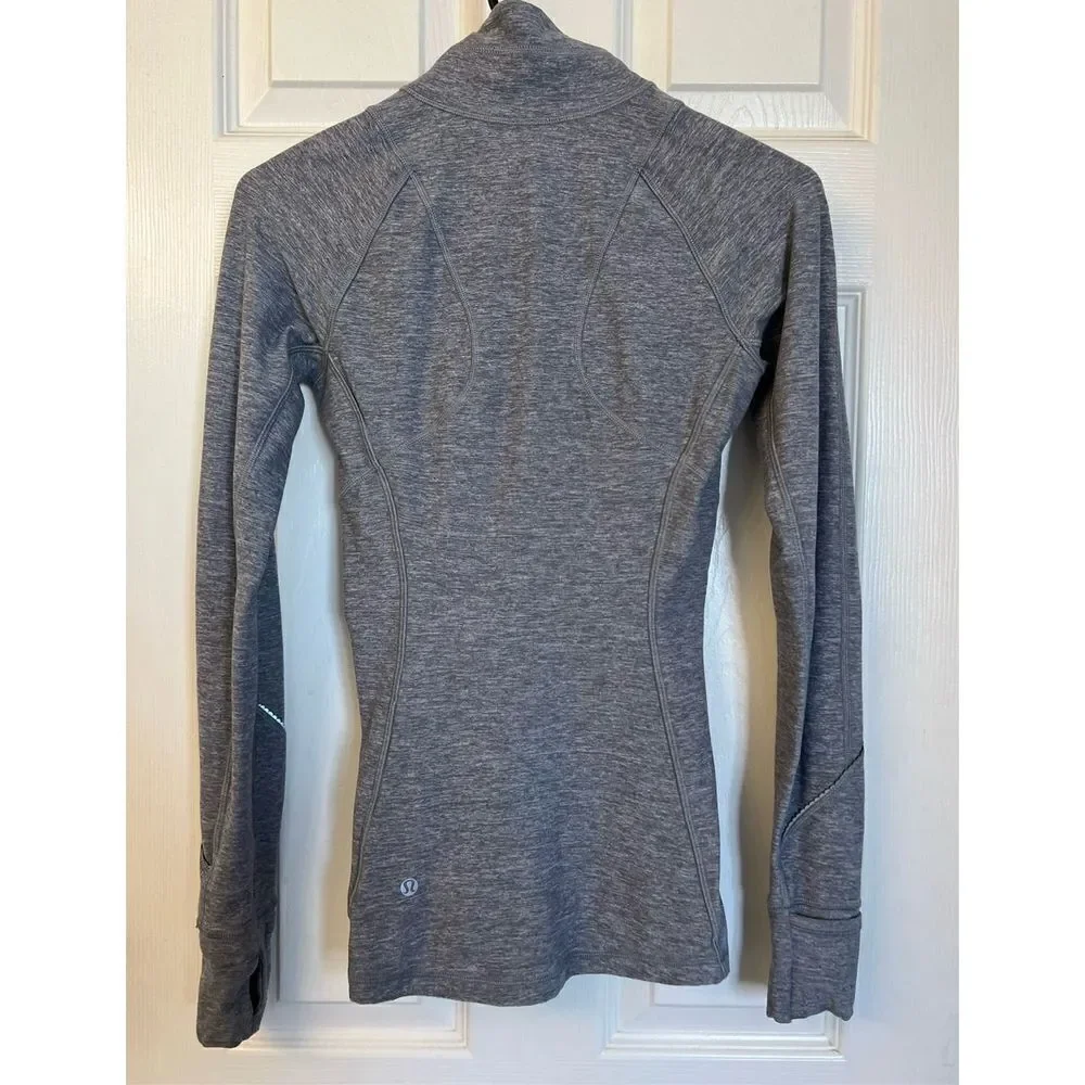 Lululemon Gray Race Your Pace Zip Long Sleeve Running Shirt Women’s Size 2